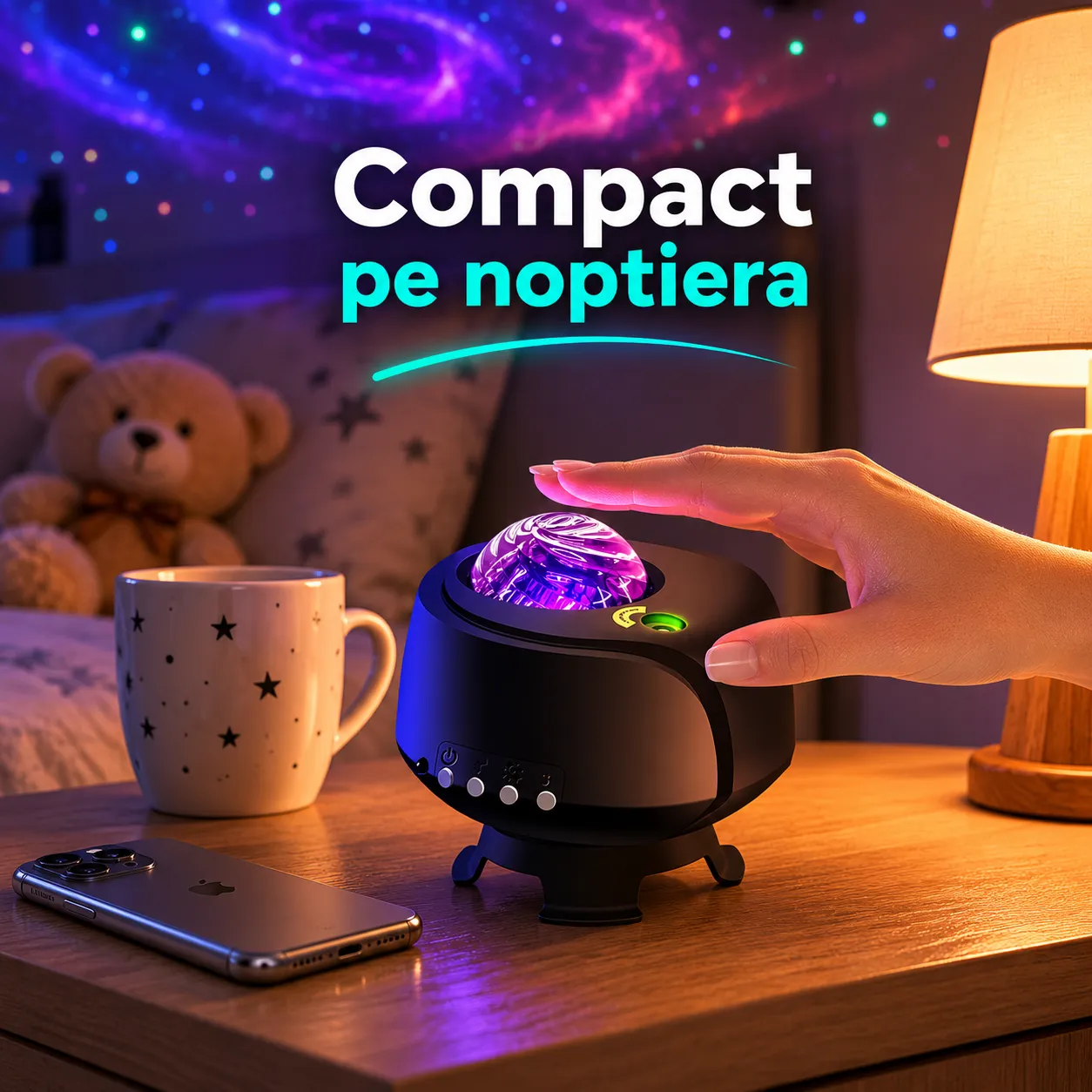 Timebox Proiector Stele lampa veghe neagra Bluetooth