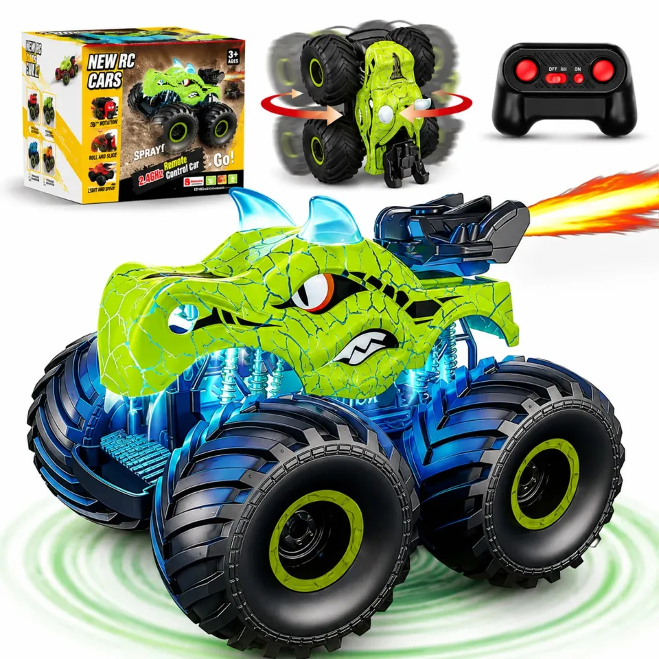 Timebox Masina RC Dinozaur Monster Truck 4x4 Verde LED