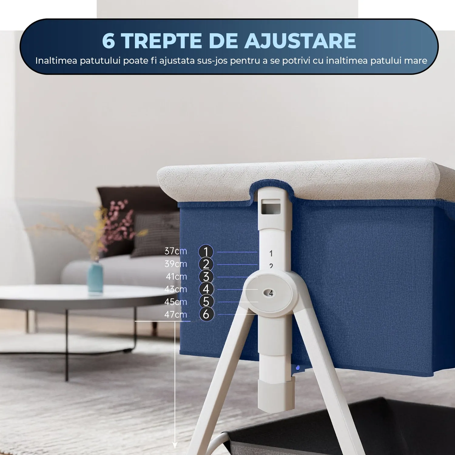 Timebox patut pliabil portabil nou-nascuti albastru cu saltea