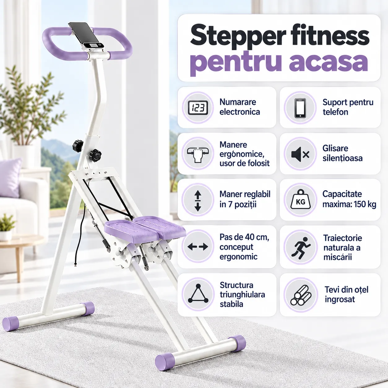 Stepper vertical Timebox 150 kg mov pliabil display