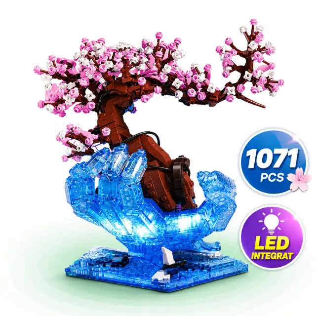 Set construcție 3D Timebox Cherry Blossom LED 1071 piese