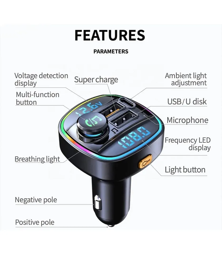 Timebox modulator FM hands-free negru Bluetooth Type-C