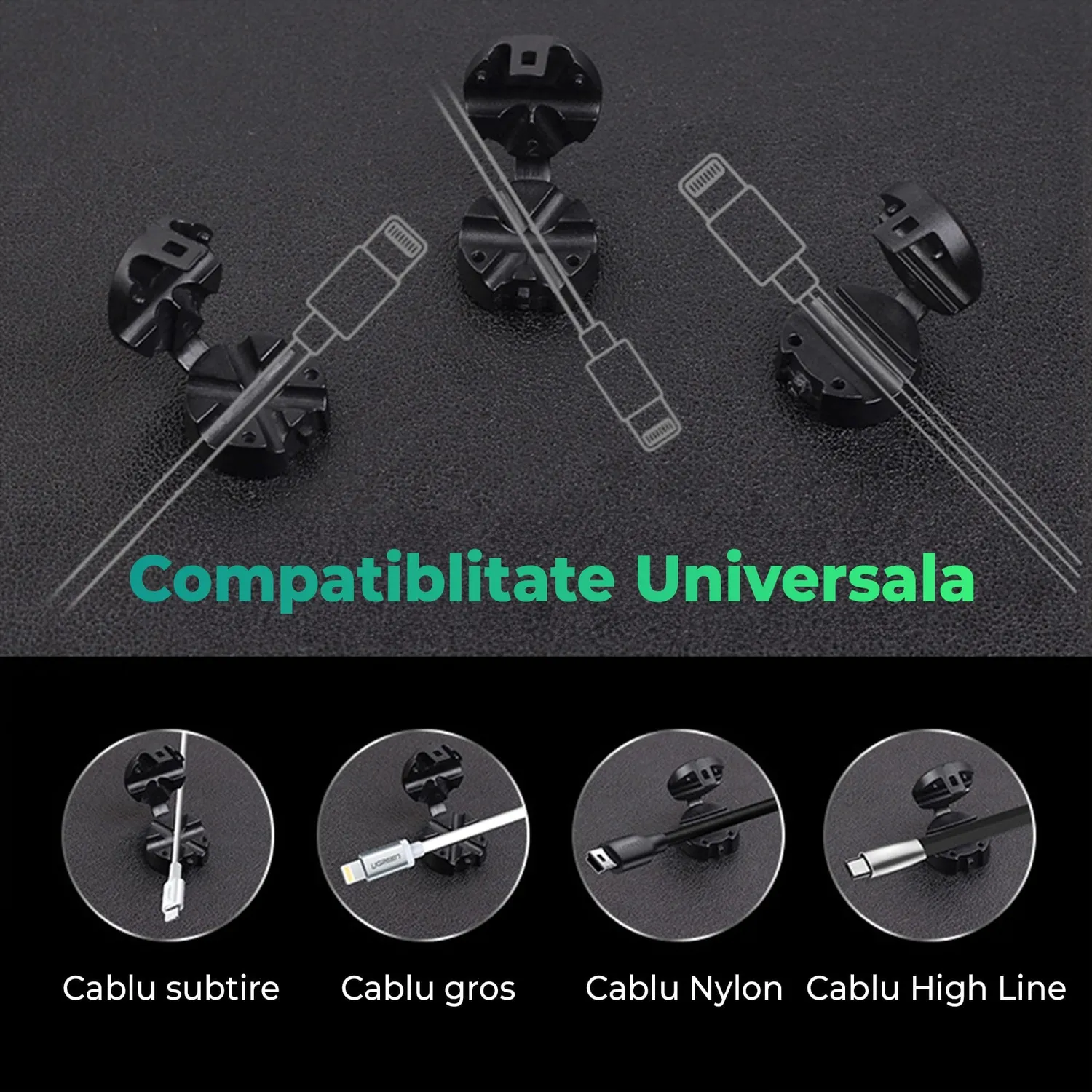 Timebox Organizator Cabluri 4 Locuri Negru