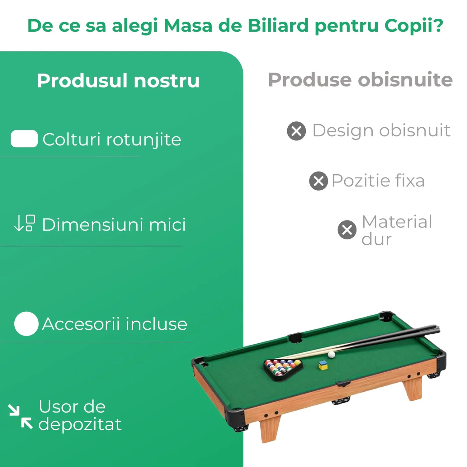 Timebox Mini masa biliard lemn maro cu accesorii