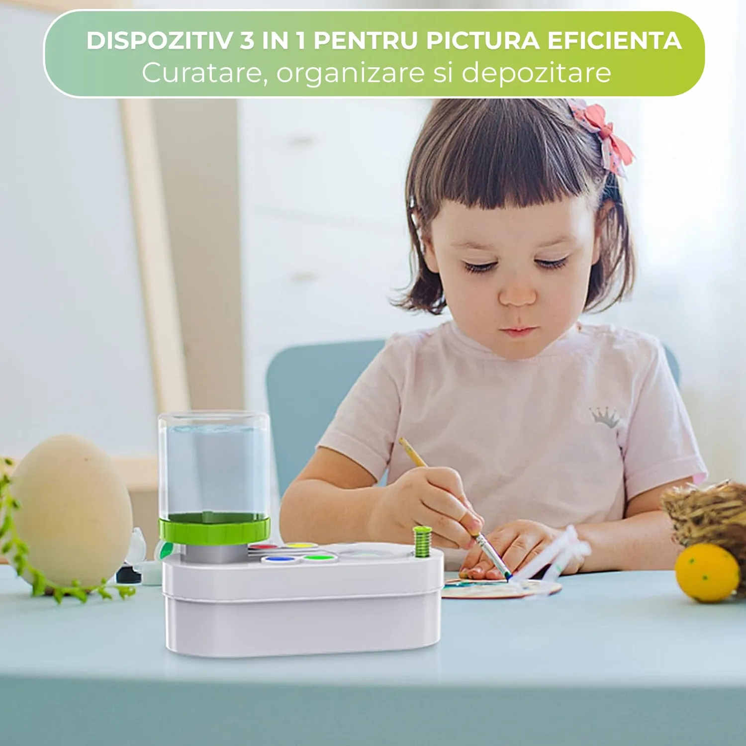 Timebox Dispozitiv Curatare Pensule Automat 3-in-1 Alb