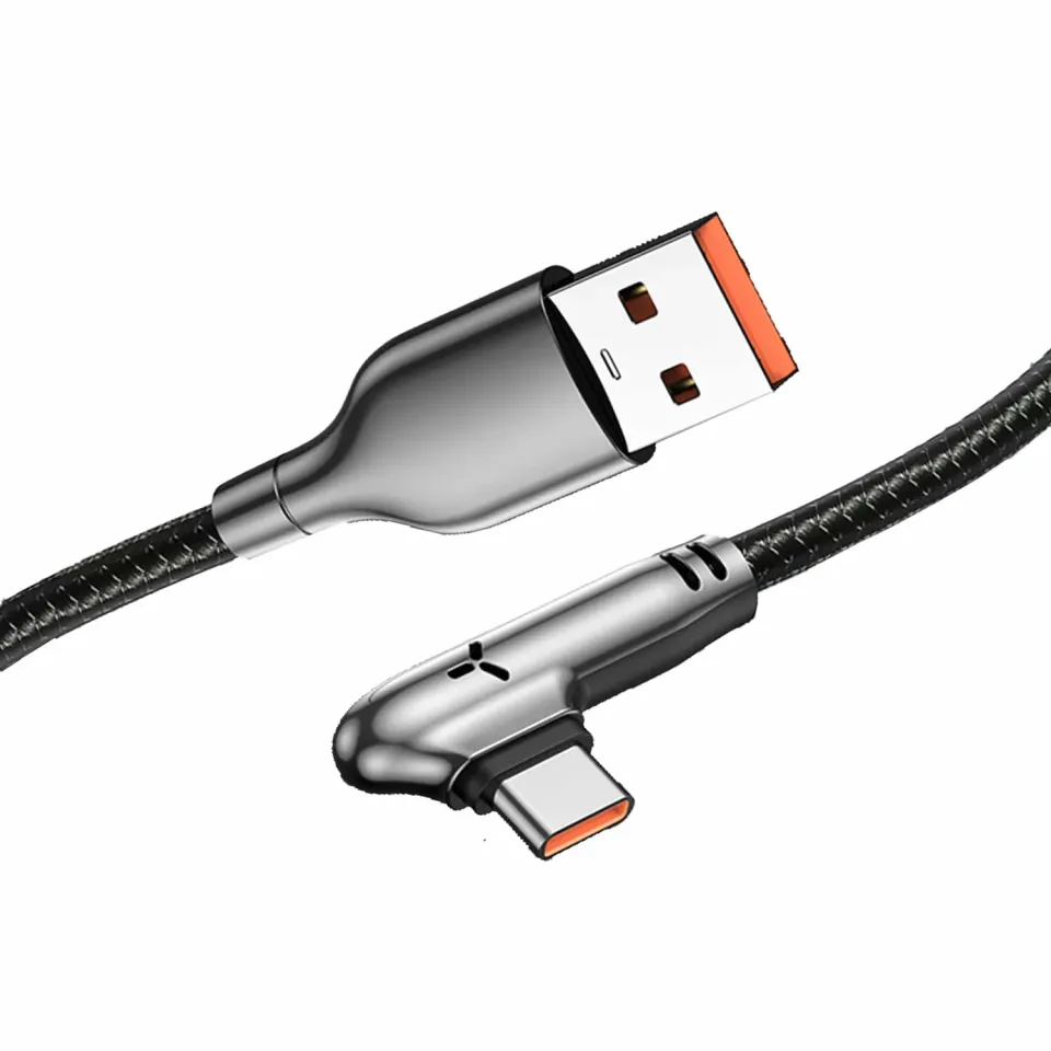 Timebox cablu USB la Type-C 90° negru fast charge
