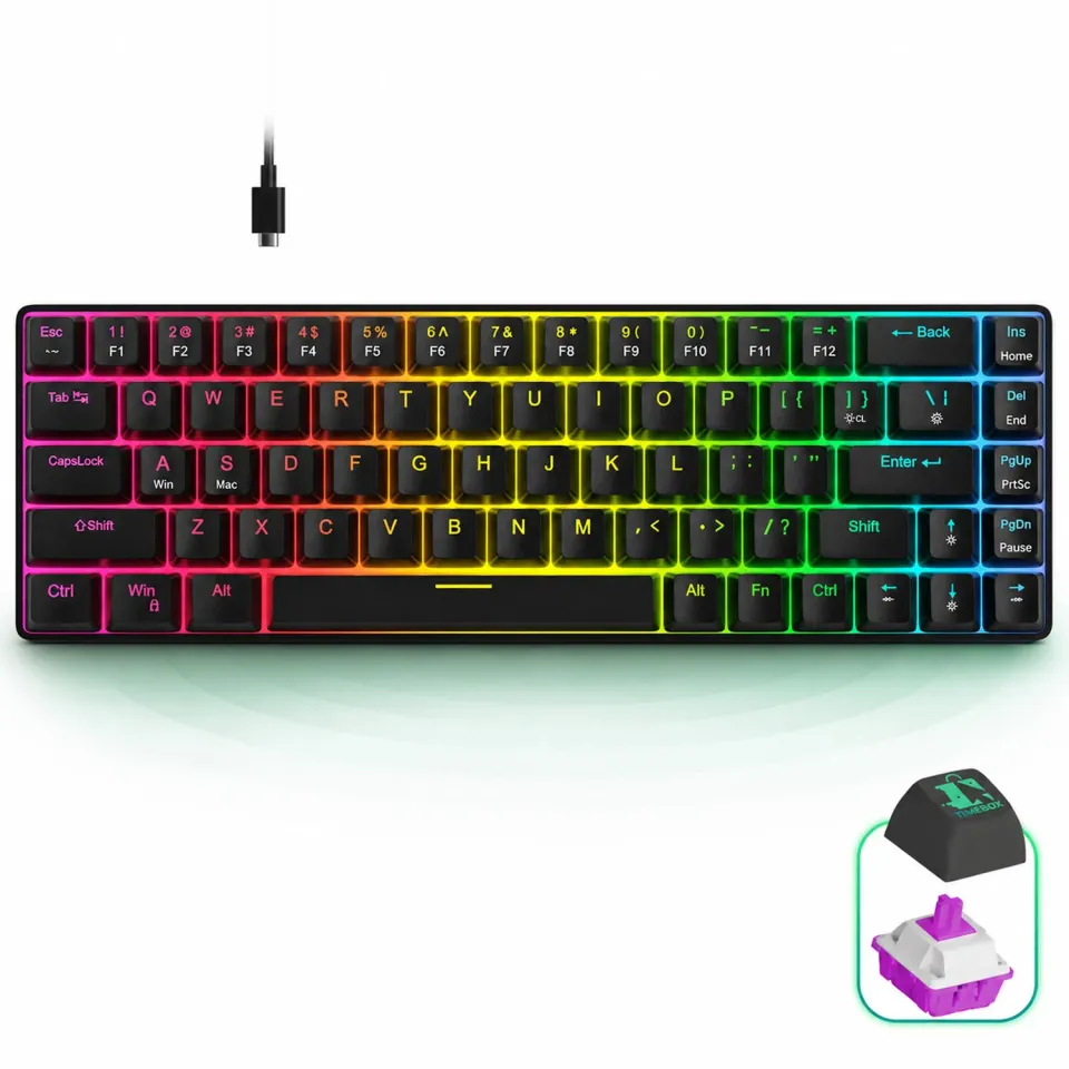 Timebox 60% tastatura mecanica gaming RGB Negru Anti-Ghosting