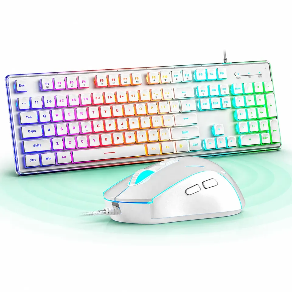 Timebox Kit tastatura mouse gaming RGB alb 104 taste