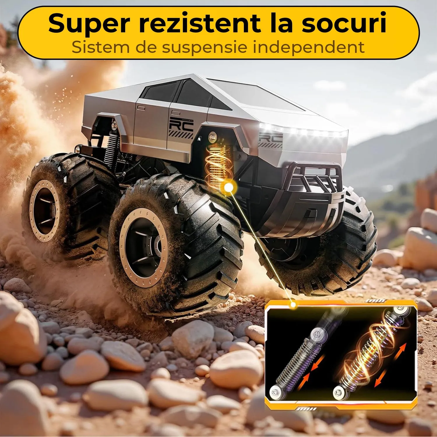 Timebox Cybertruck masina RC 4WD 1:16 off-road gri