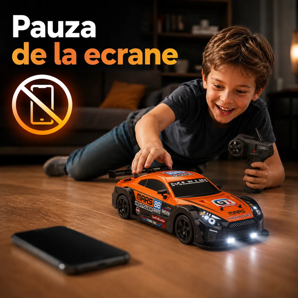 Timebox masina RC drift 1:16 20 km/h portocaliu 2 baterii