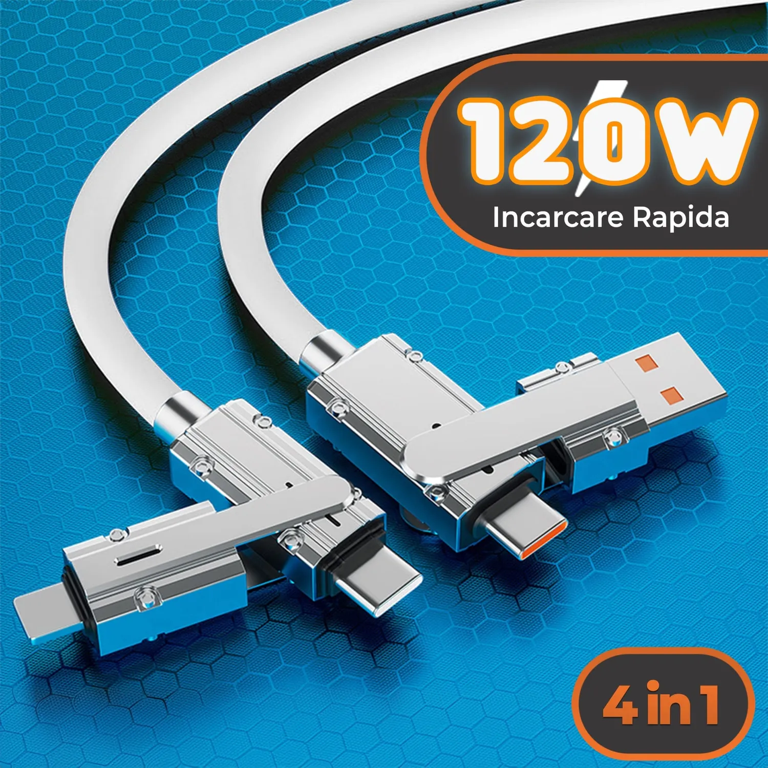 Timebox cablu date 4 in 1 120W 1,2m alb QC3.0