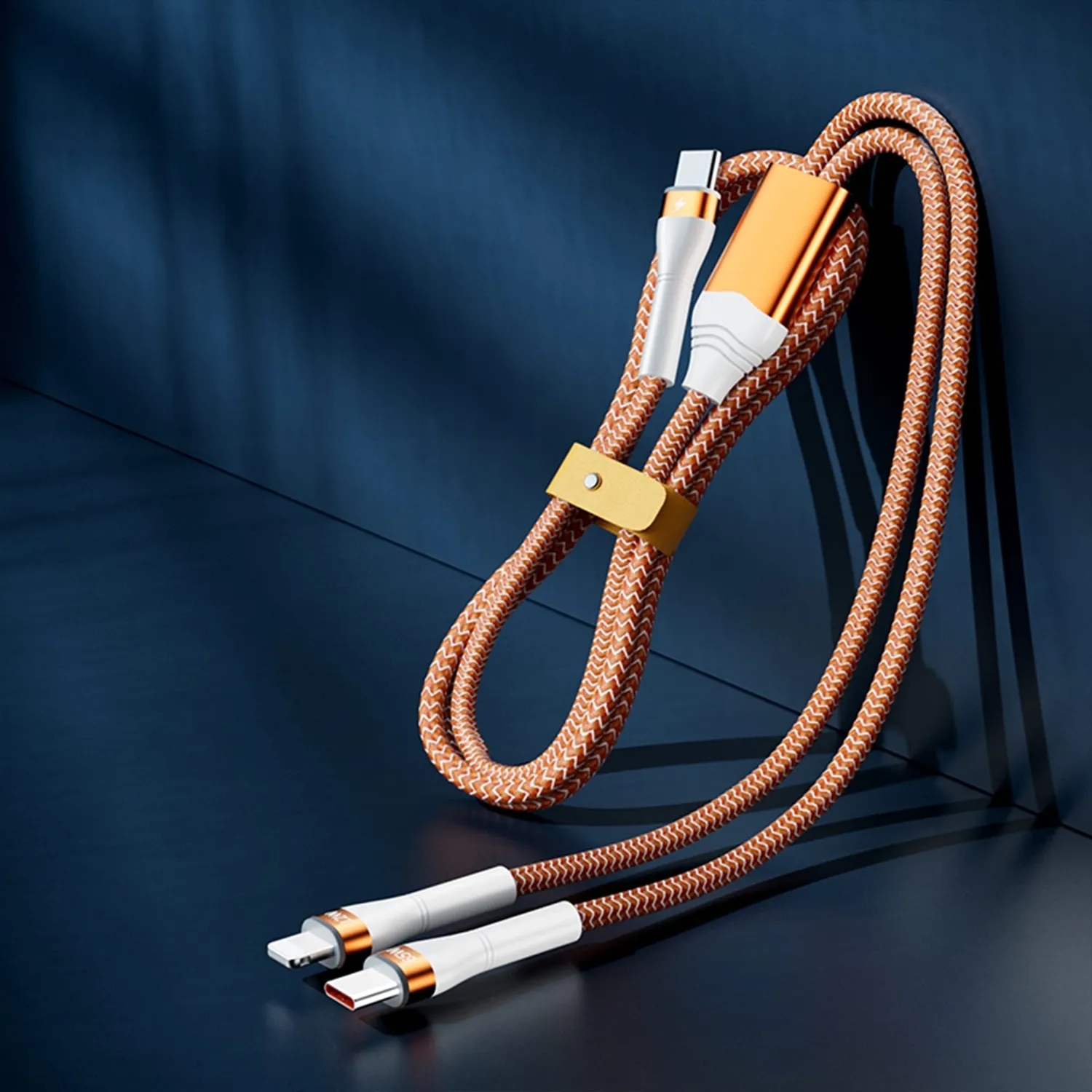 Timebox cablu 2in1 65W USB-C Lightning 1,5m portocaliu