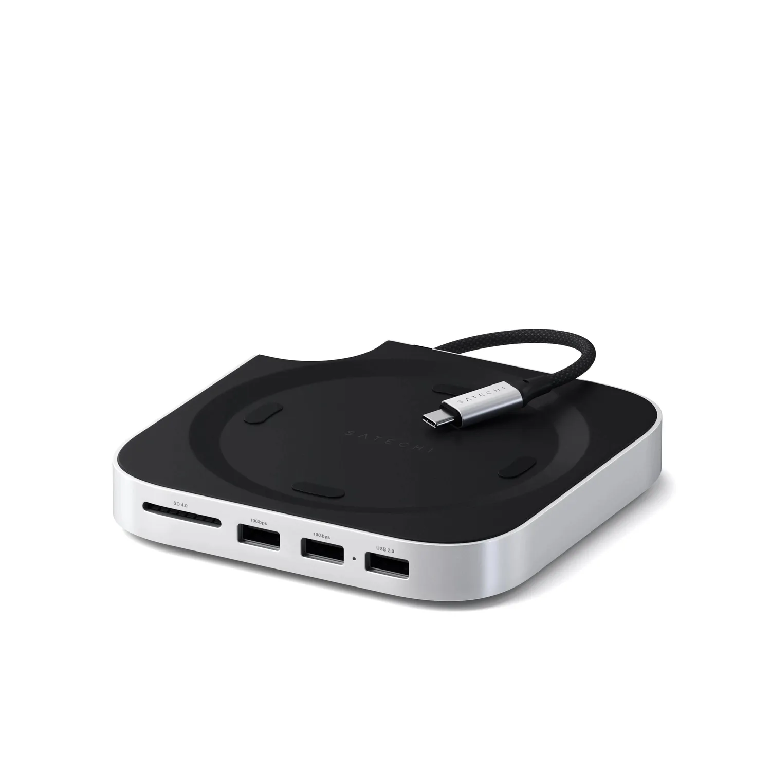 Satechi stand Mac Mini M4 hub SSD USB-A frontal