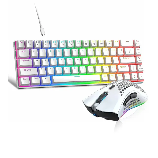 Timebox set gaming 60% Red Switch wireless alb RGB