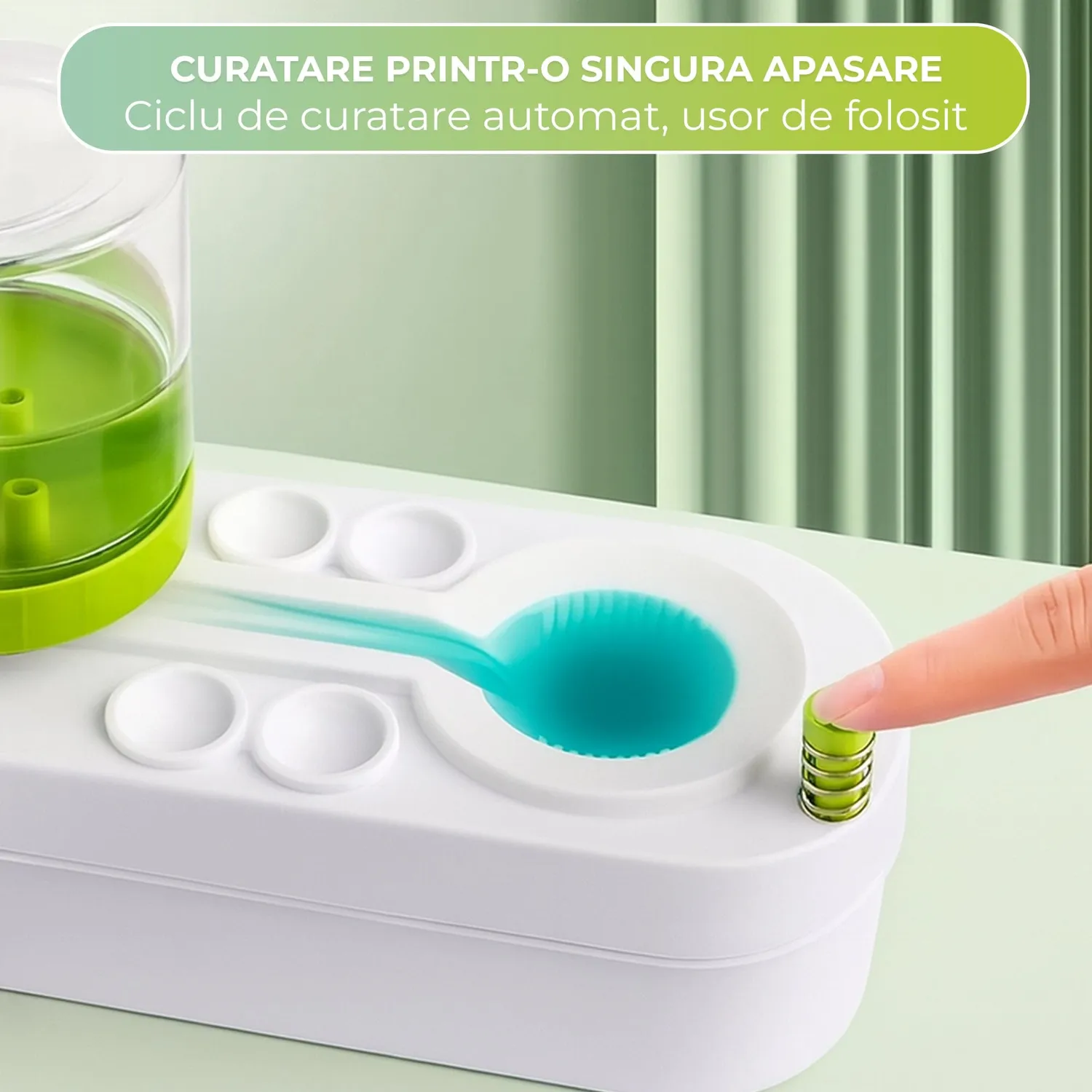 Timebox Dispozitiv Curatare Pensule Automat 3-in-1 Alb