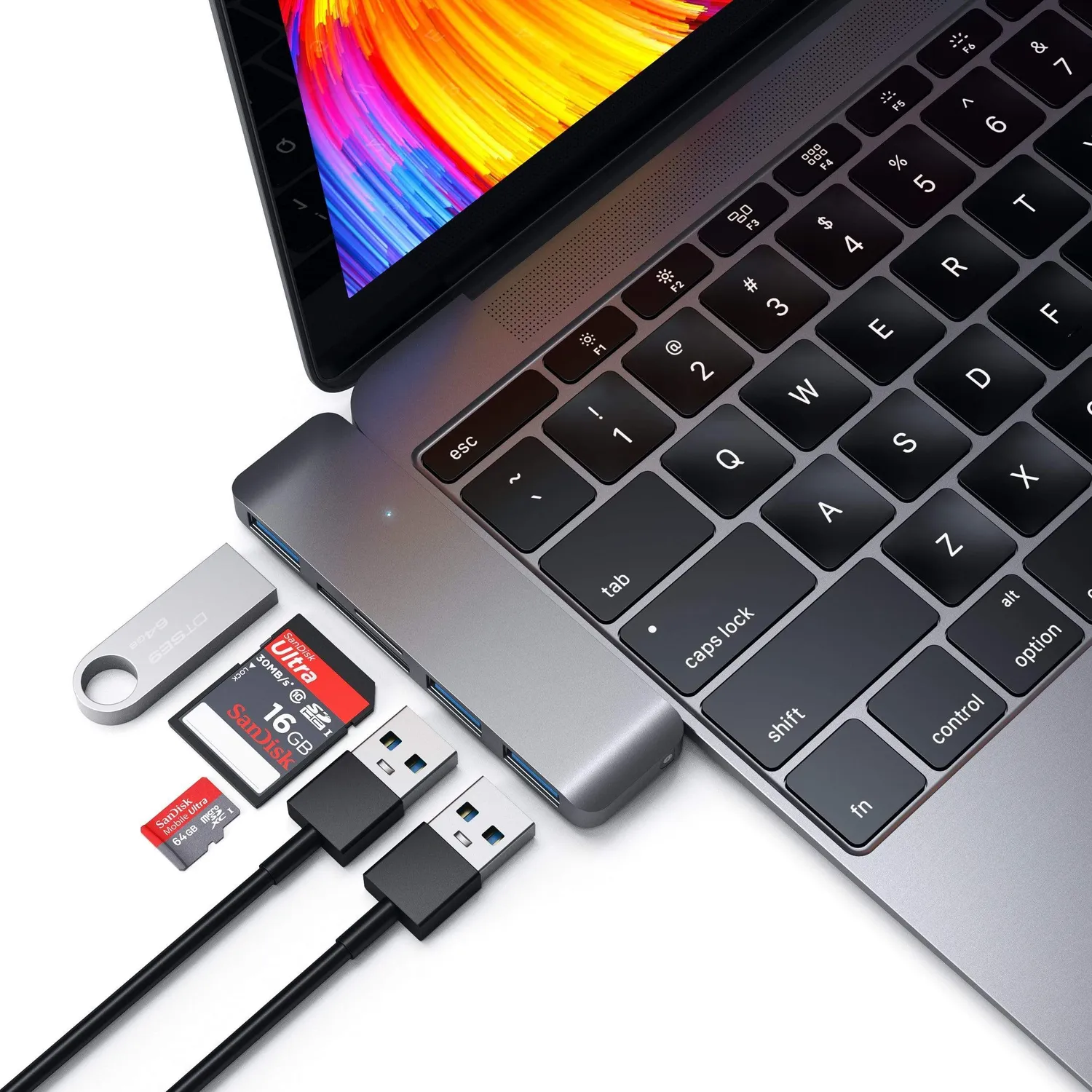 Satechi Type-C 3-in-1 hub USB 3.0 SD gri spatial