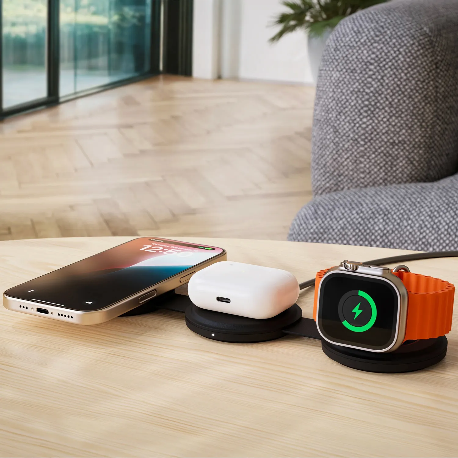 Satechi OntheGo 3-in-1 incarcator wireless negru Qi2