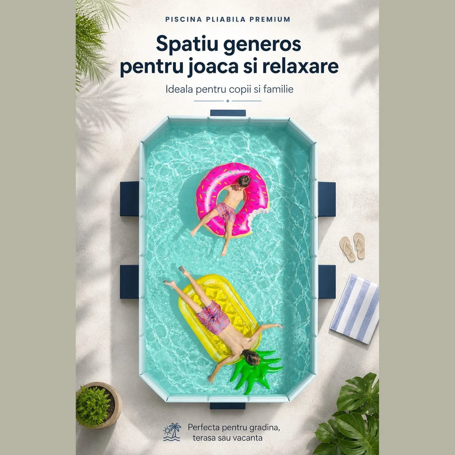 Timebox Piscina Pliabila 2.1m Fara Pompare Albastru