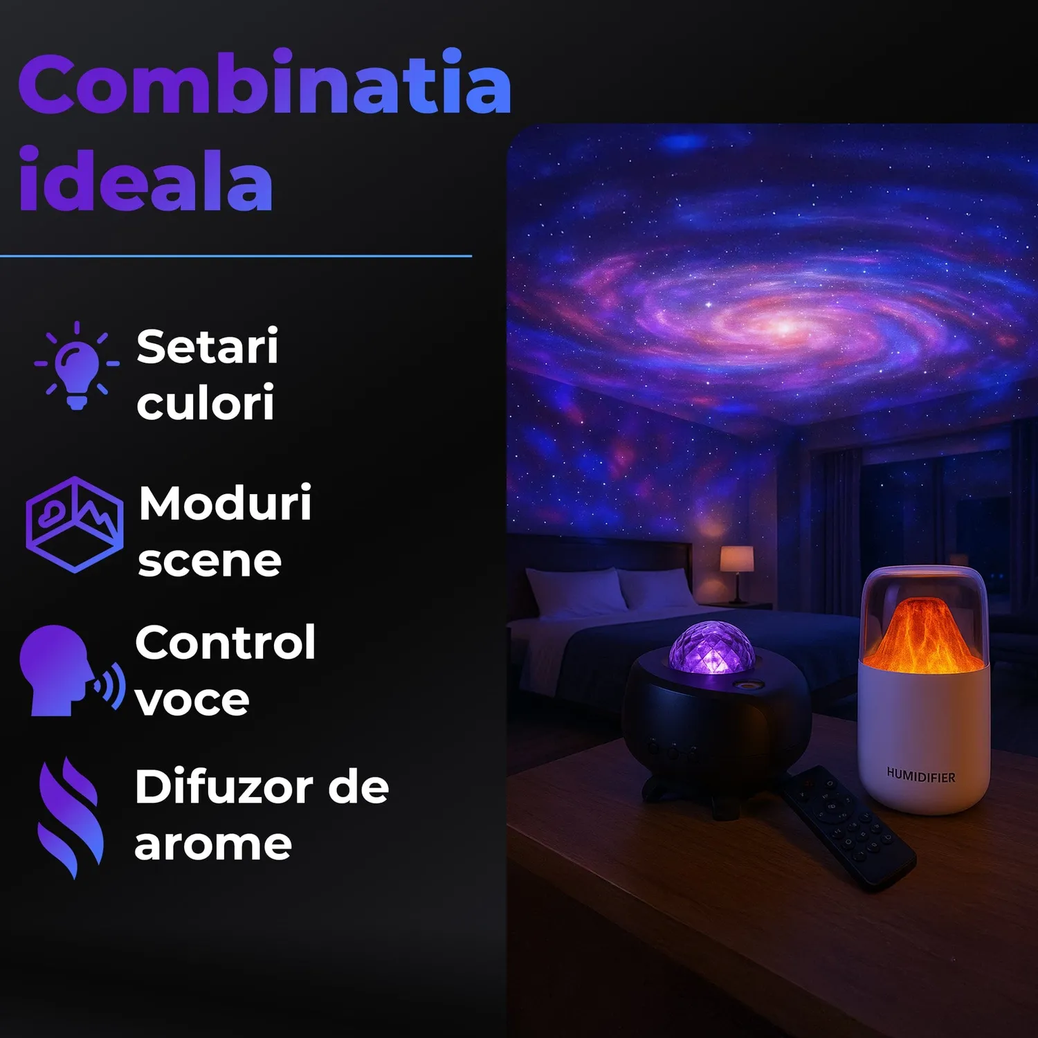 Timebox Set relaxare proiector stele + difuzor 300ml Alb