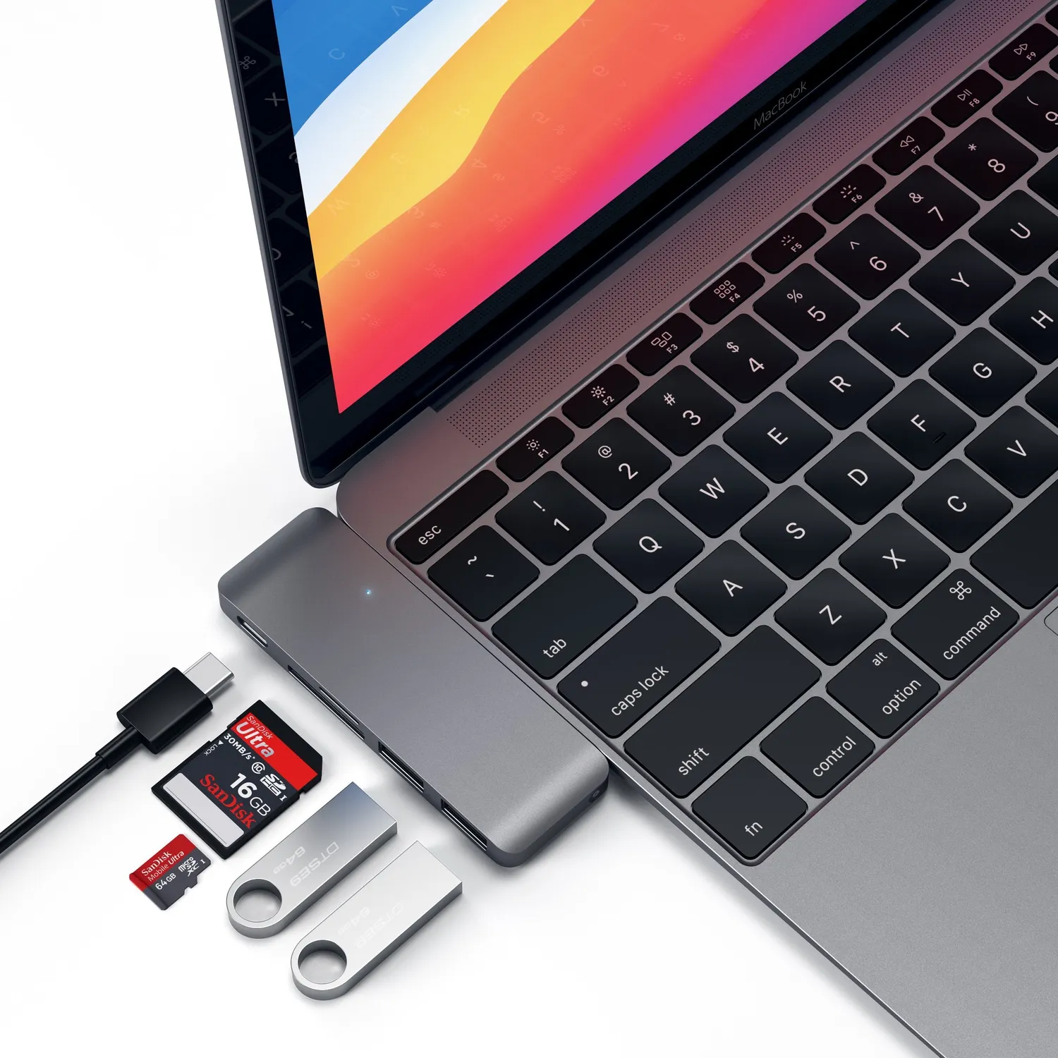 Satechi Type-C Pass-Through hub USB-C gri spatial