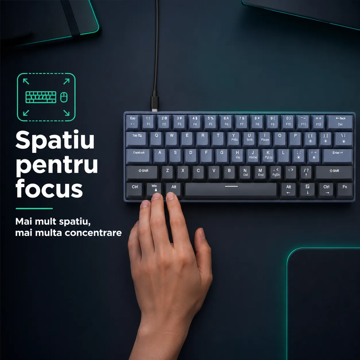 Timebox 61 taste tastatura mecanica albastra PBT
