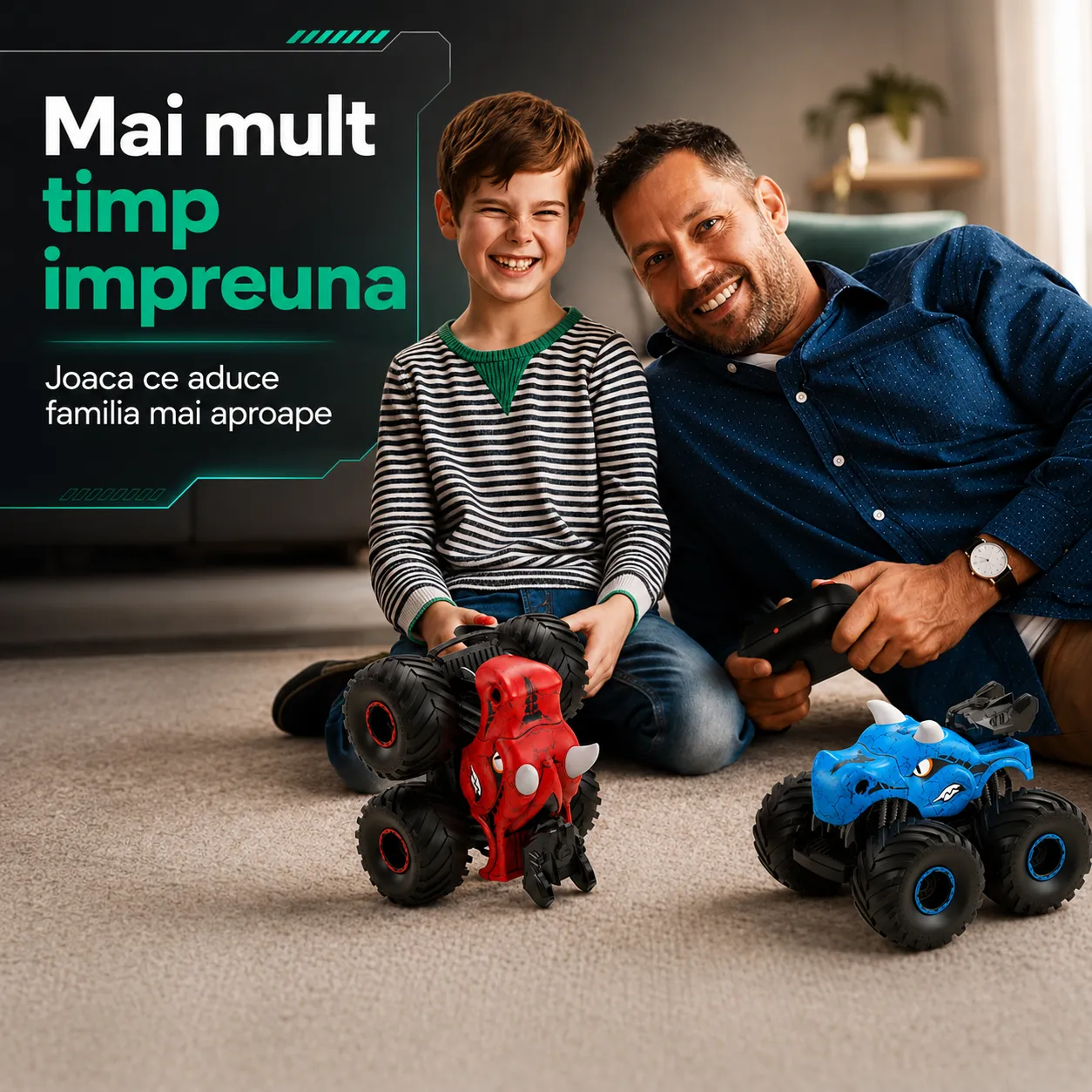 Timebox Dinozaur Monster Truck mașină RC albastru 4x4