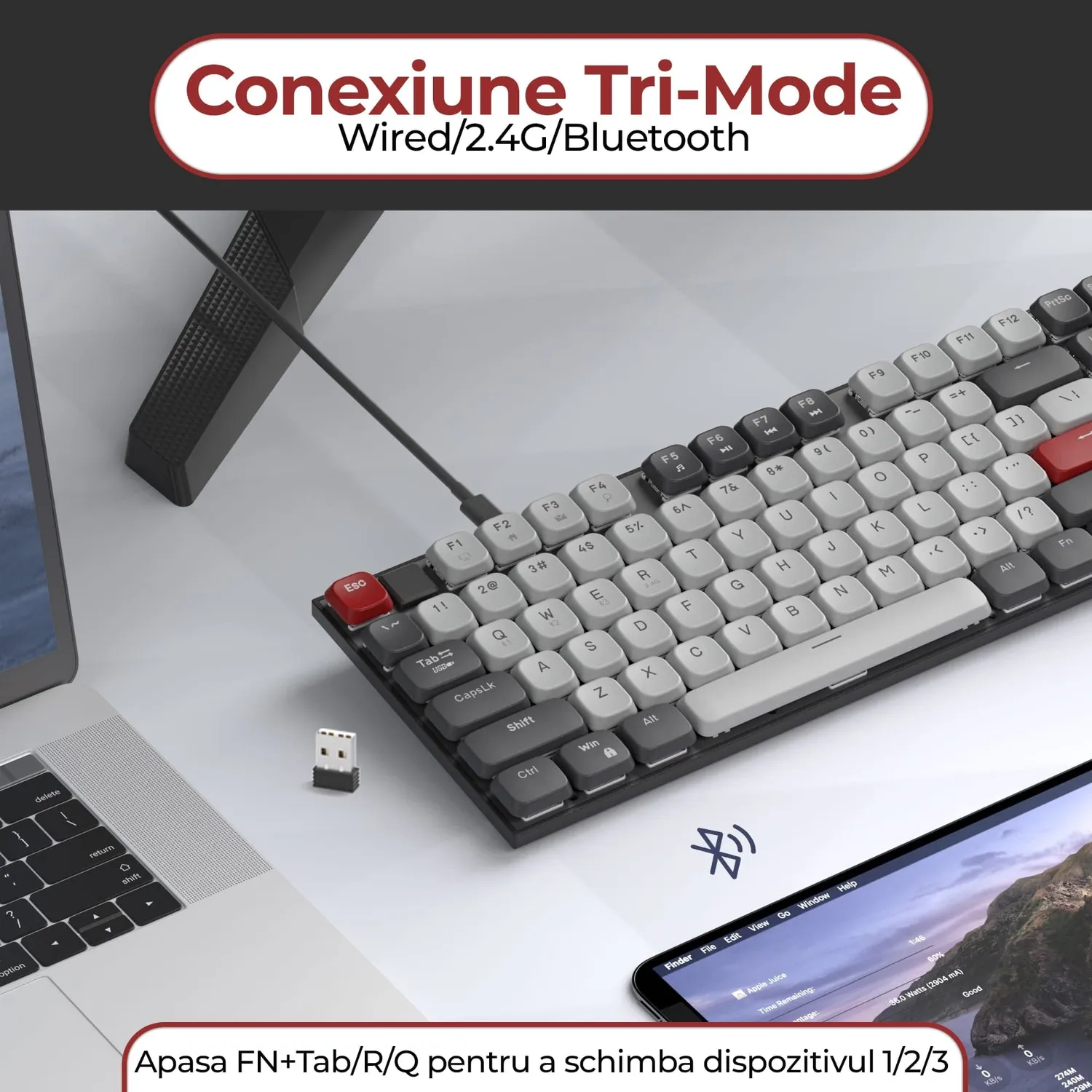 Timebox Tastatura Mecanica Gaming Brown 104 Taste Gri