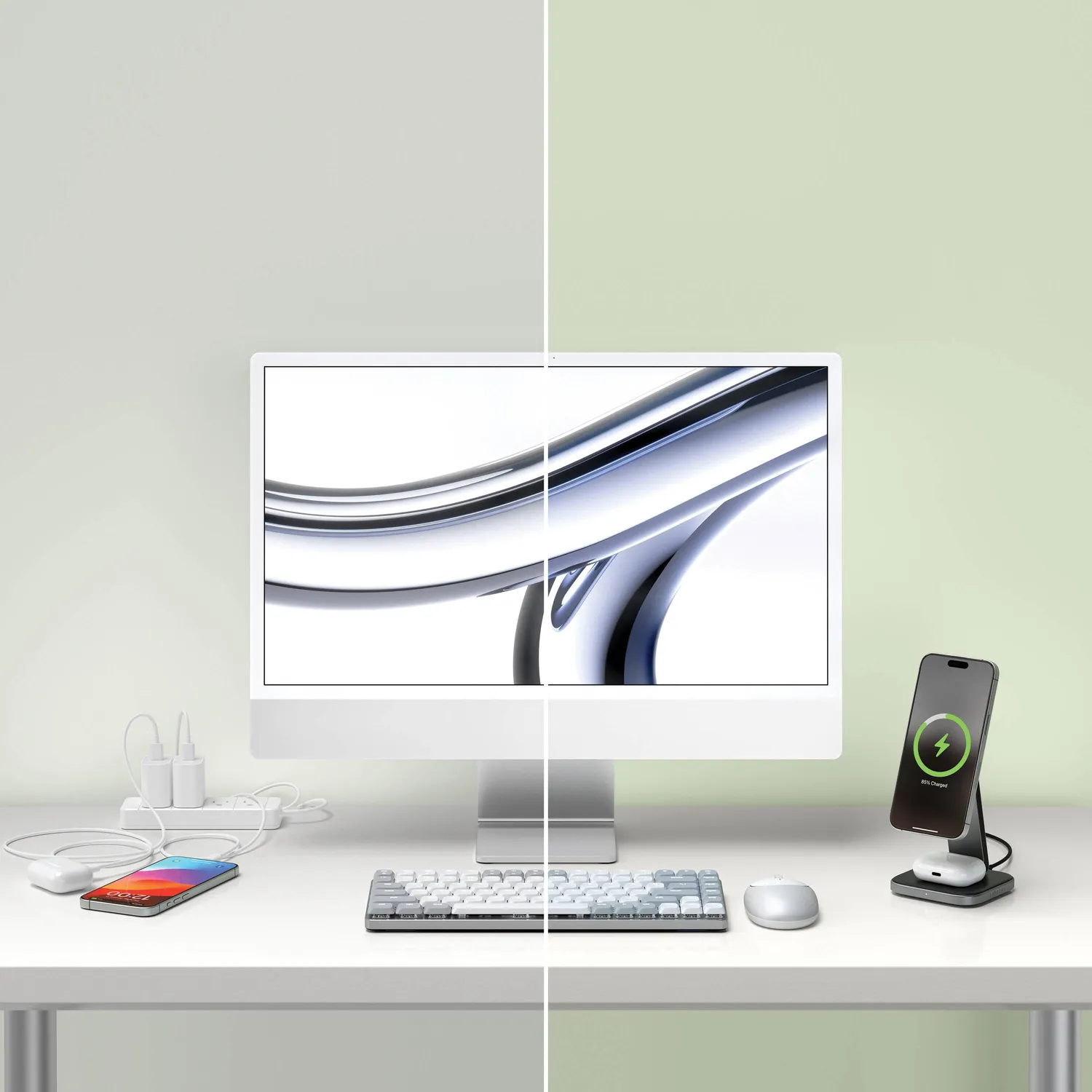 Satechi 2-in-1 Foldable Qi2 stand incarcare wireless 15W