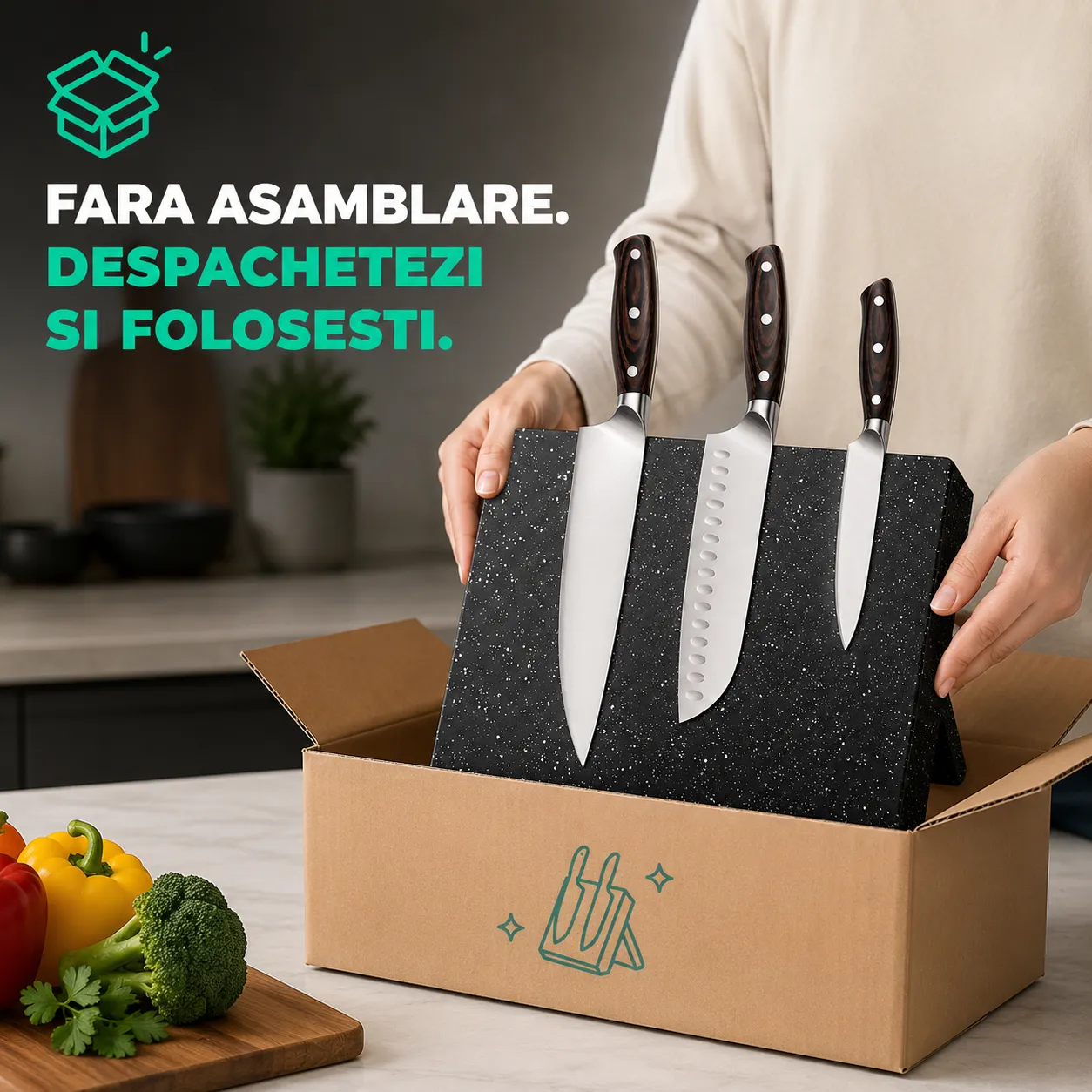 Timebox suport magnetic cutite 7-9 piese negru lemn