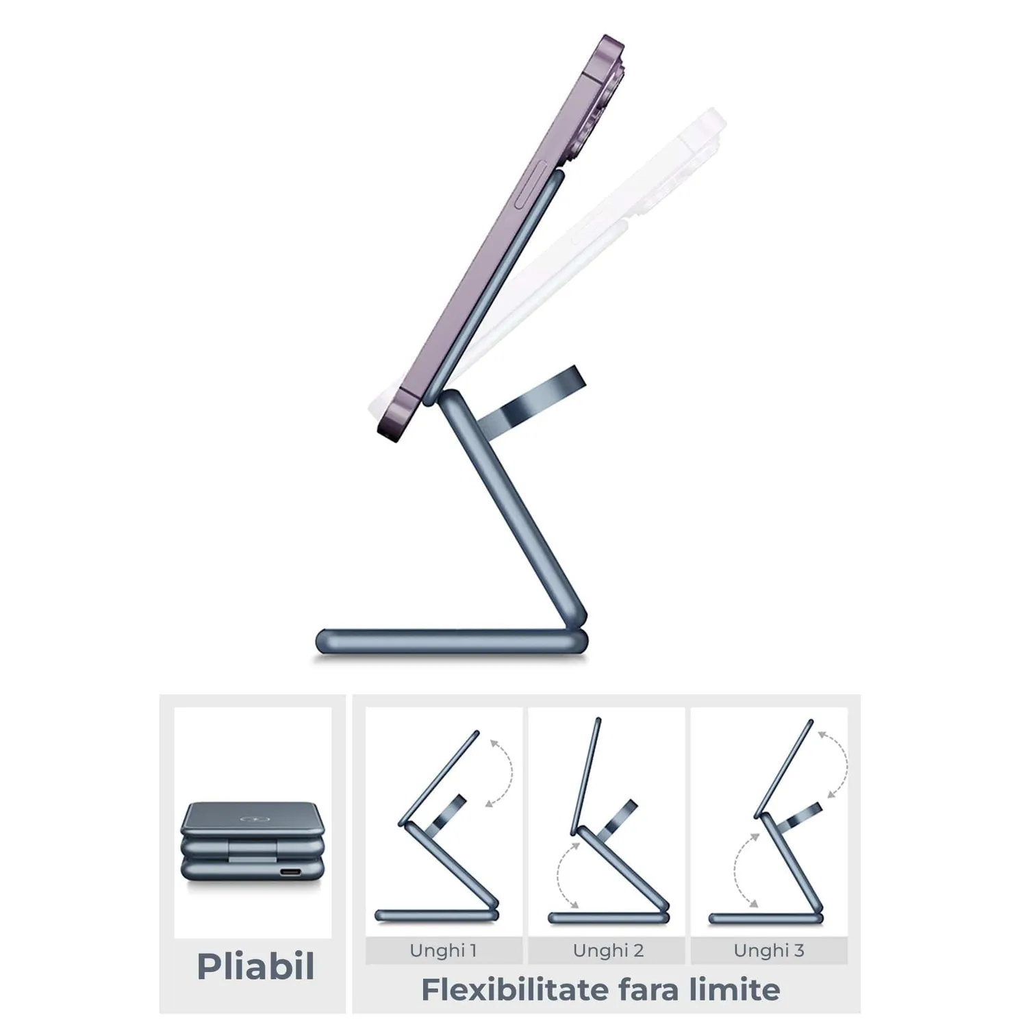 Încărcător Timebox 15W wireless 3 în 1 pliabil MagSafe