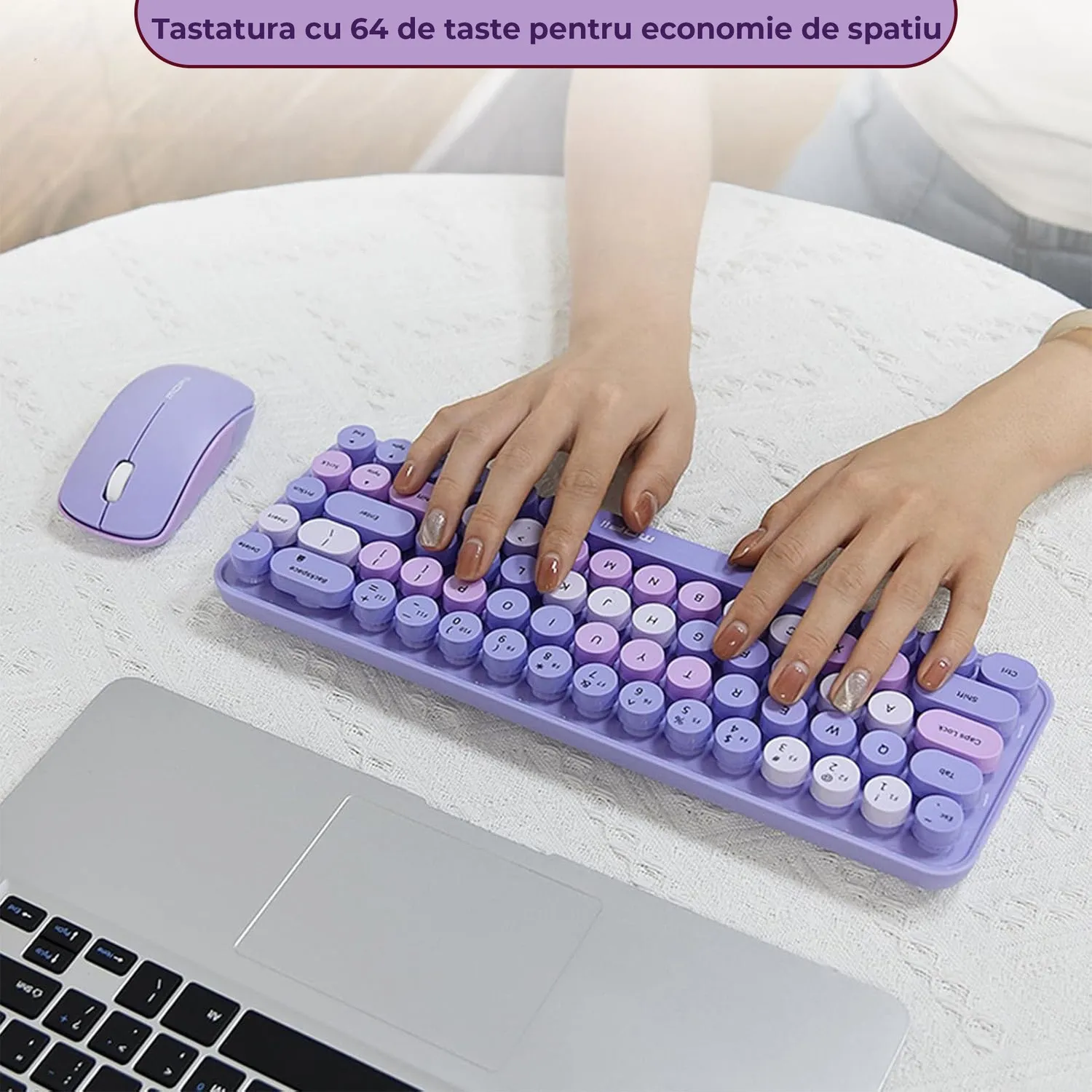 Timebox Wireless 2 set tastatură mouse mov 68 taste
