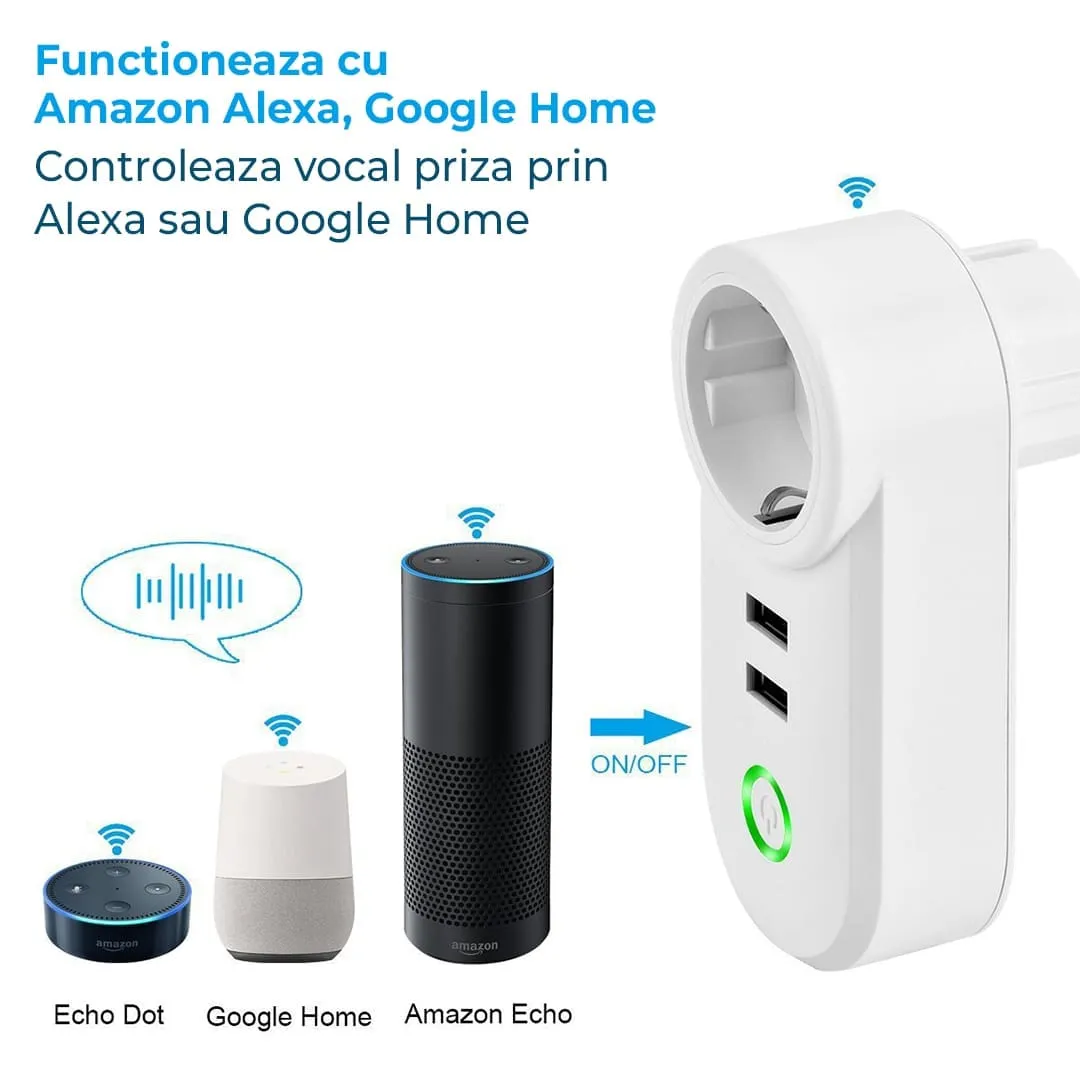 Timebox priza smart wireless 2x USB WiFi