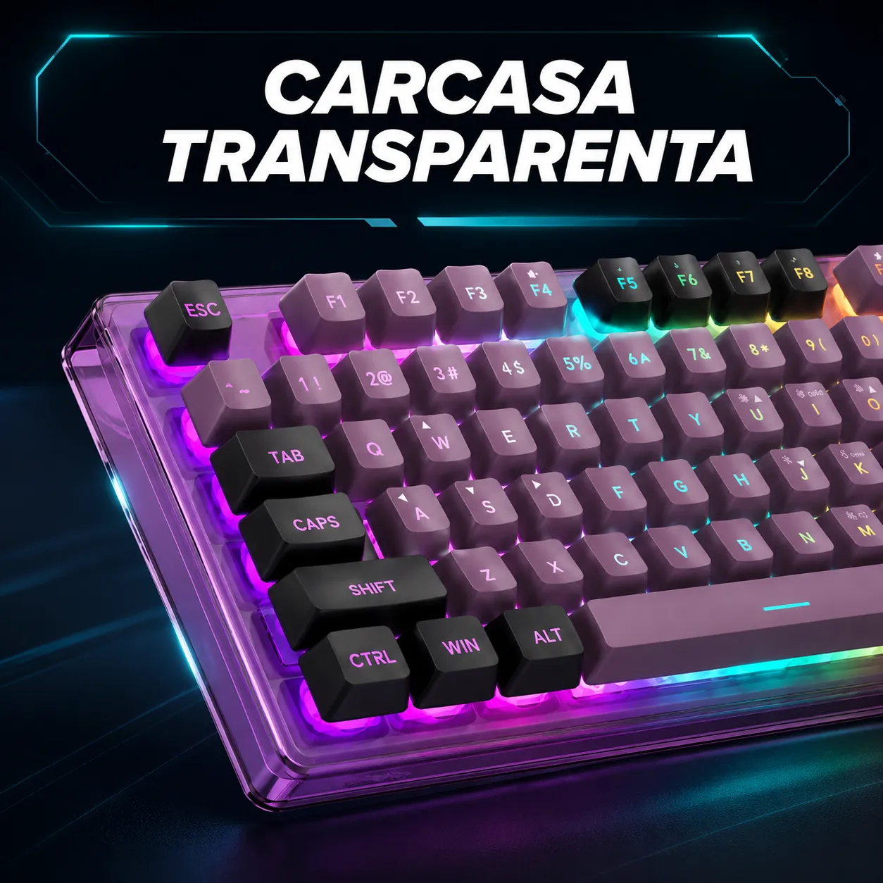 Timebox kit gaming tastatura mouse RGB mov full-size 8 culori