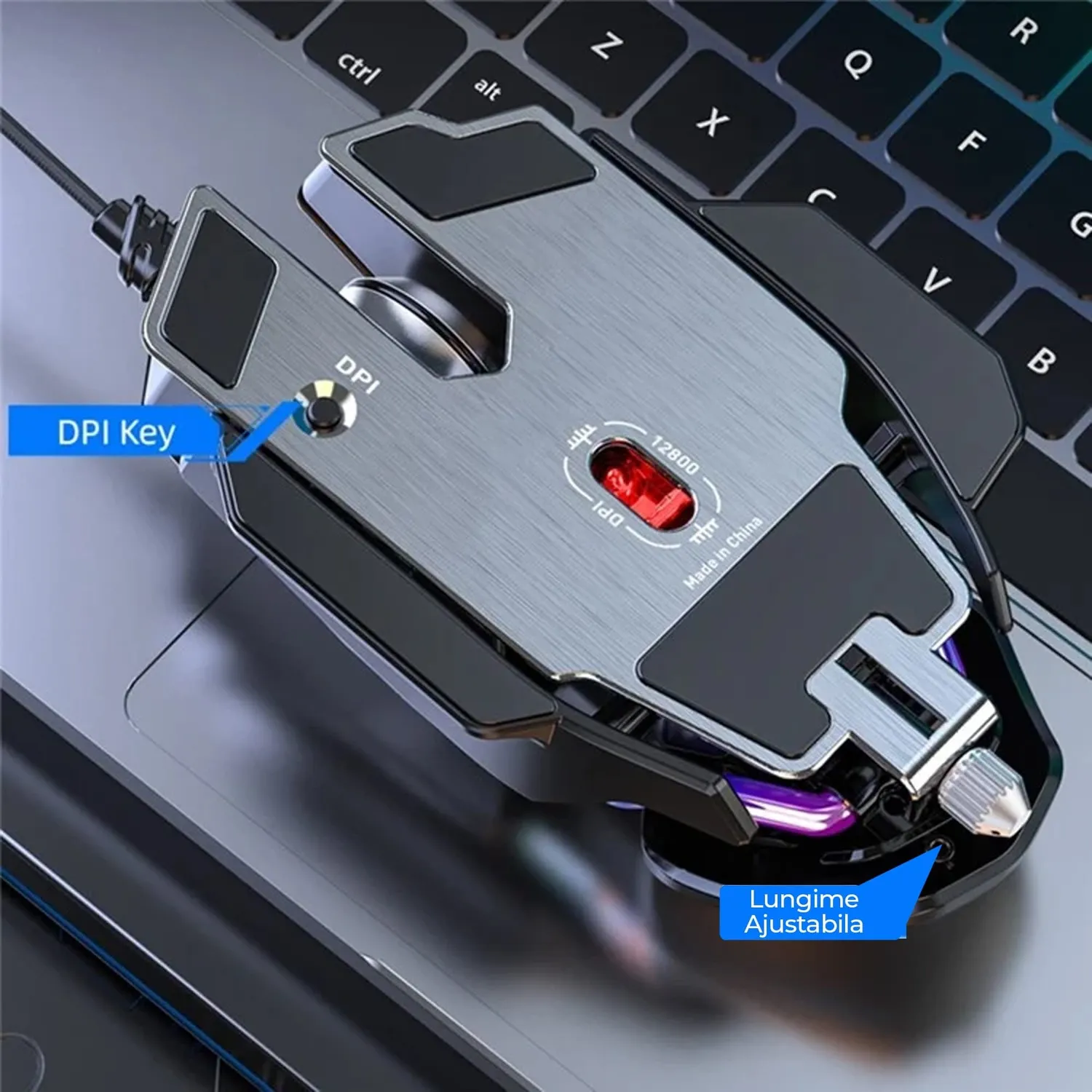 Timebox mouse gaming wireless negru 3200 DPI RGB