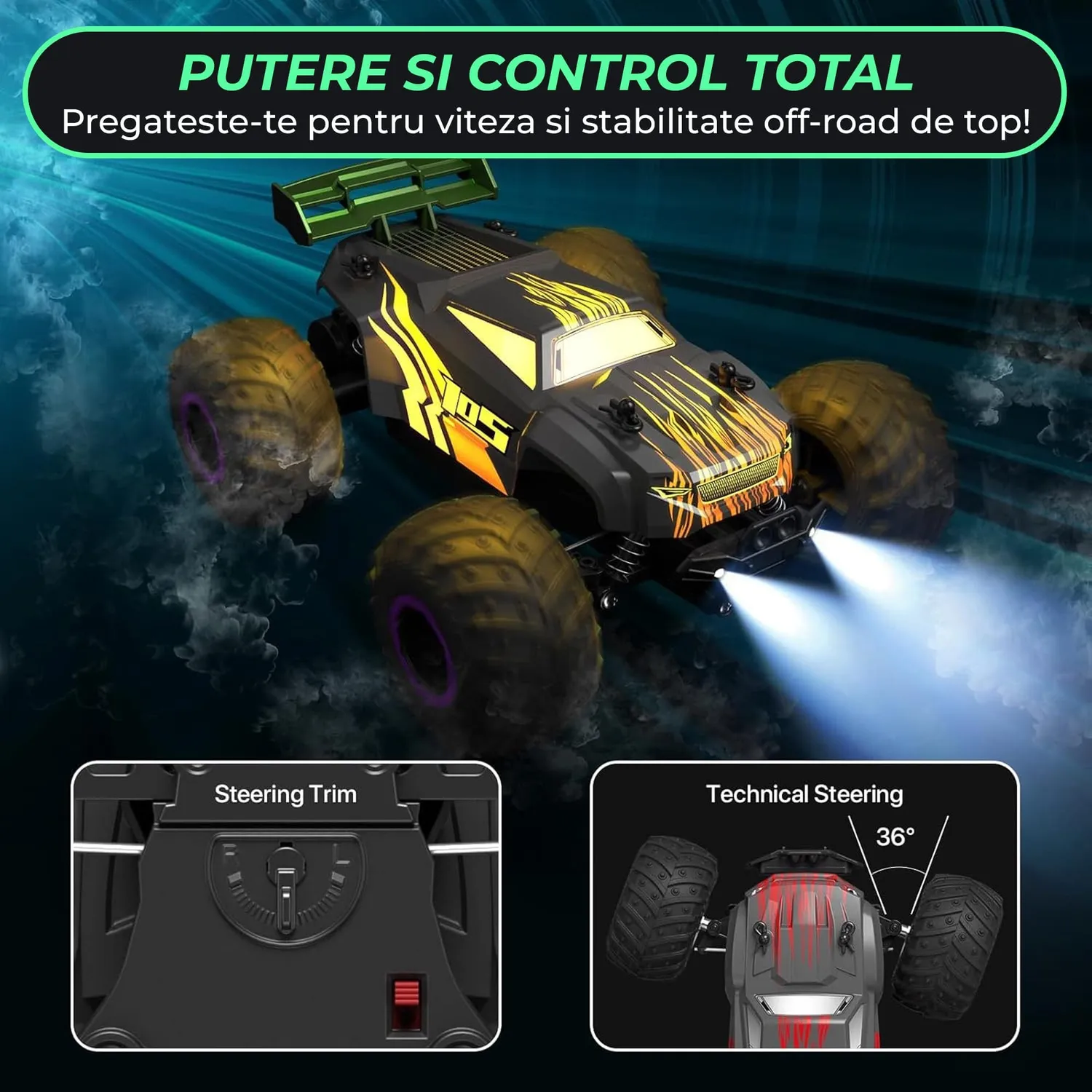 Timebox Monster Truck masina RC 20 km/h 4WD negru-rosu
