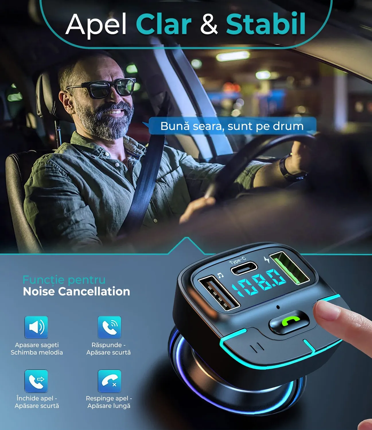 Timebox GZ03 modulator FM Bluetooth handsfree QC3.0