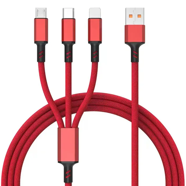 Timebox Cablu 3 in 1 40W 1,2m Rosu Incarcare Rapida
