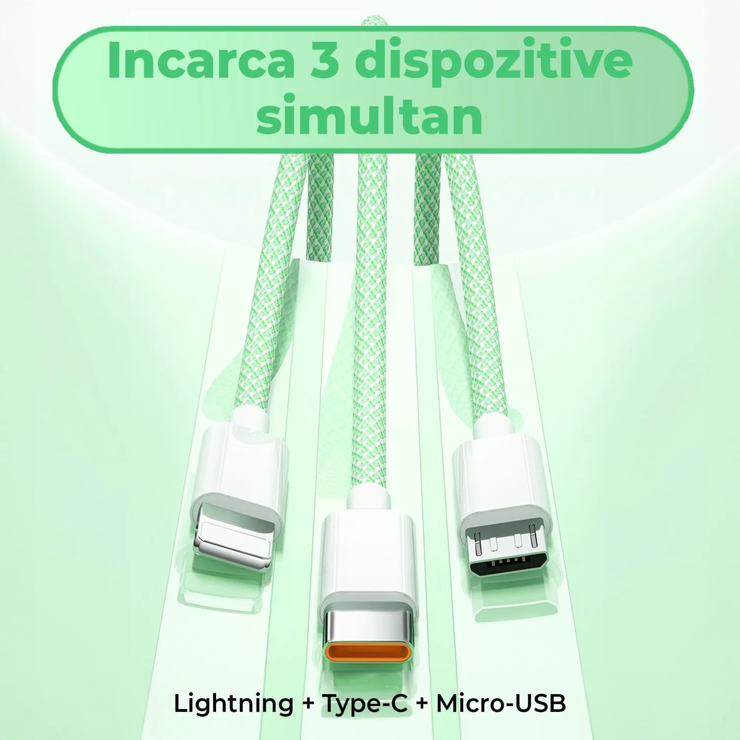Timebox 3 in 1 66W cablu incarcare verde 1,2m QC3.0