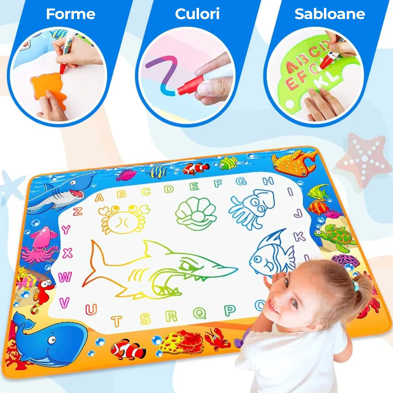 Timebox Aqua covoras desenat cu apa baieti + accesorii