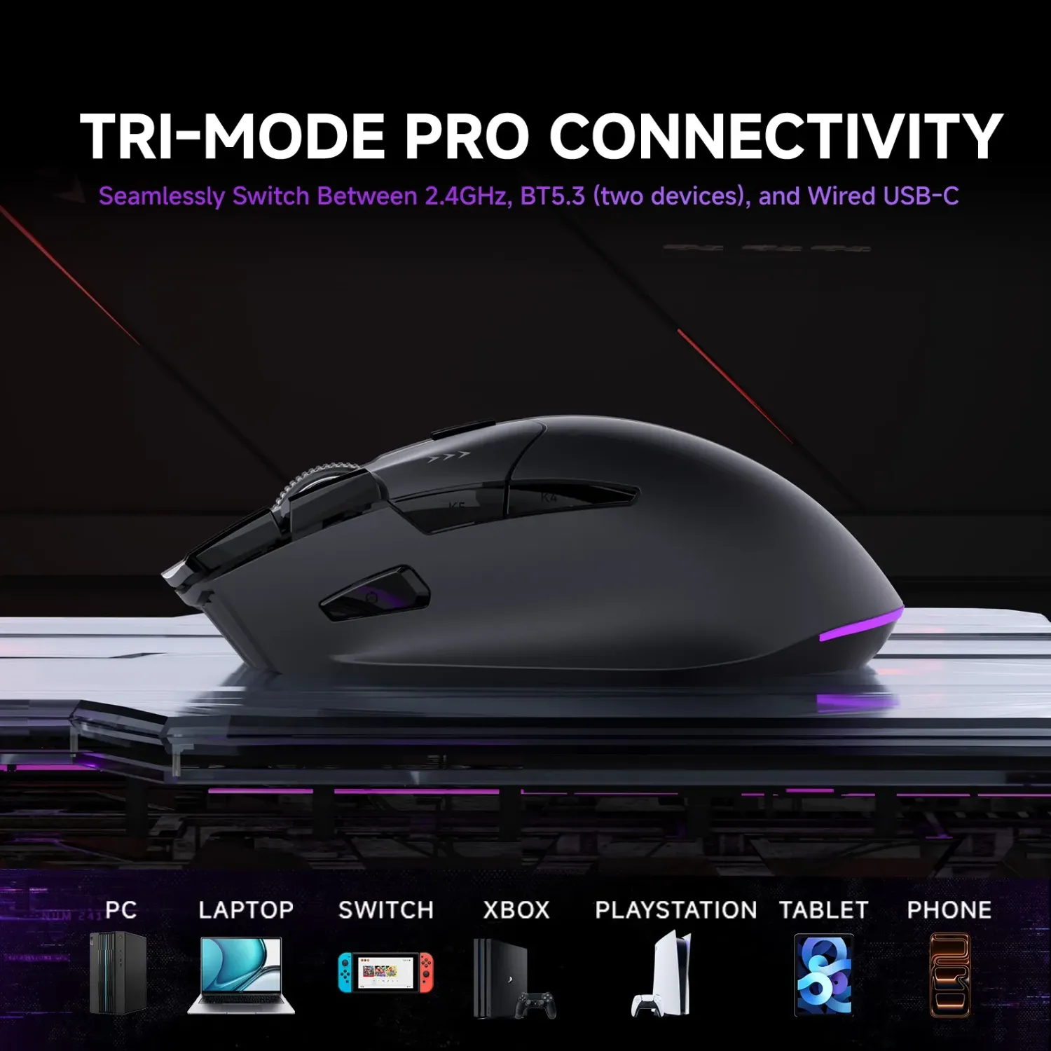 Kemove TMKB M2 mouse gaming wireless tri-mode