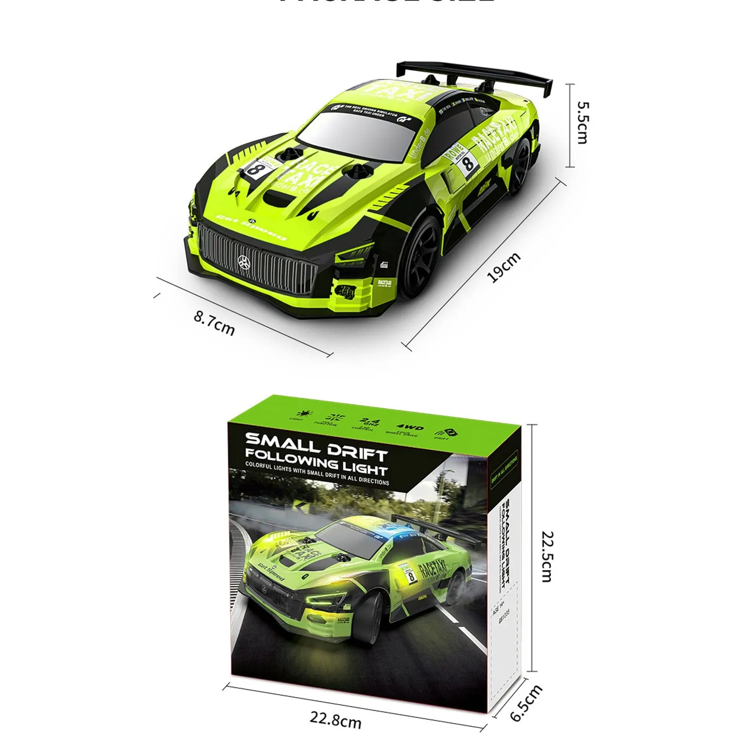 Timebox Drift Car 1:20 masina RC verde lime