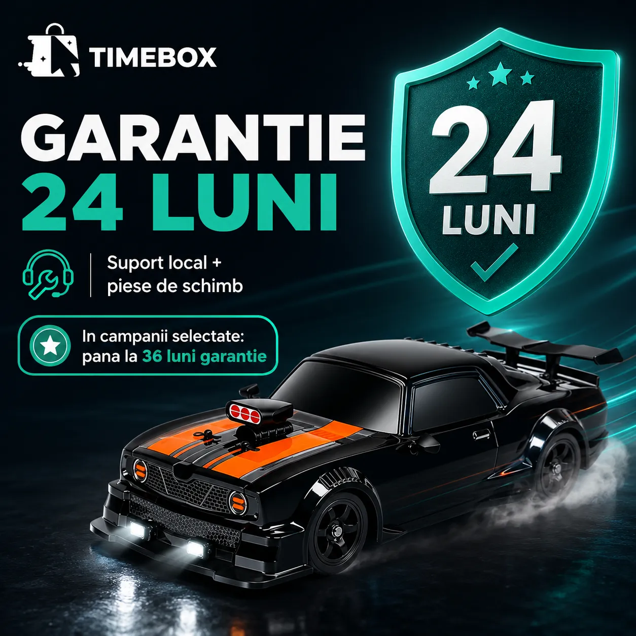 Timebox mașină drift RC 1:16 20 km/h negru portocaliu