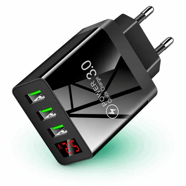 Timebox Incarcator Retea 3 Porturi 15W Negru LED