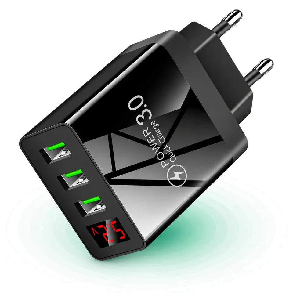 Timebox Incarcator Retea 3 Porturi 15W Negru LED