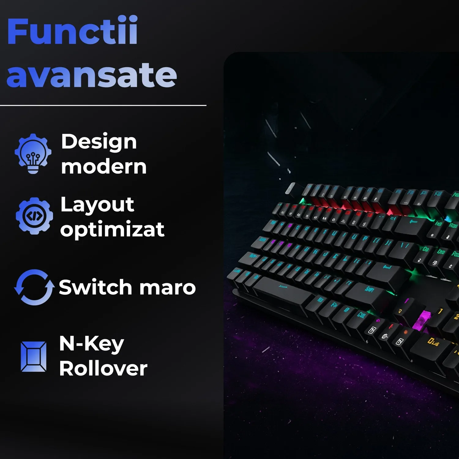 Tastatura mecanica gaming Timebox 104 RGB switch maro negru