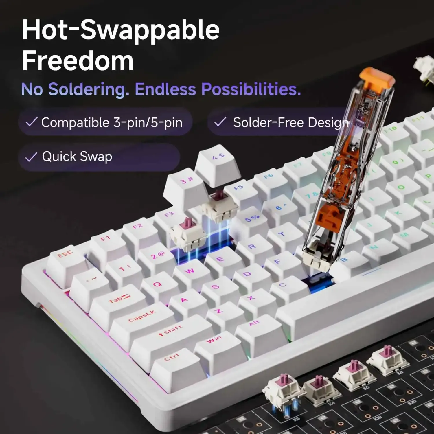 Kemove TMKB T81E tastatura mecanica RGB creamy