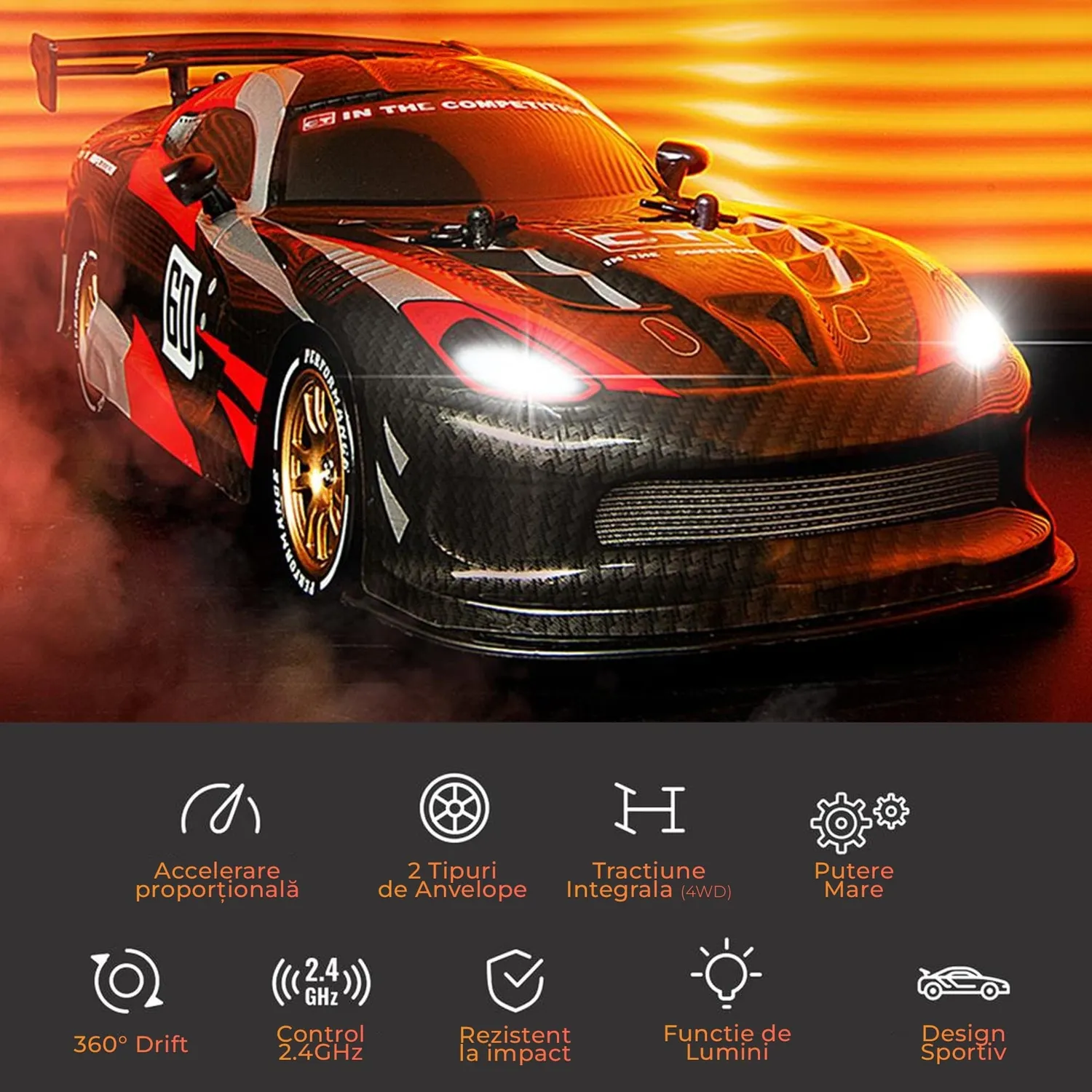 Timebox Drift masinuta RC 1:16 16km/h neagra 360