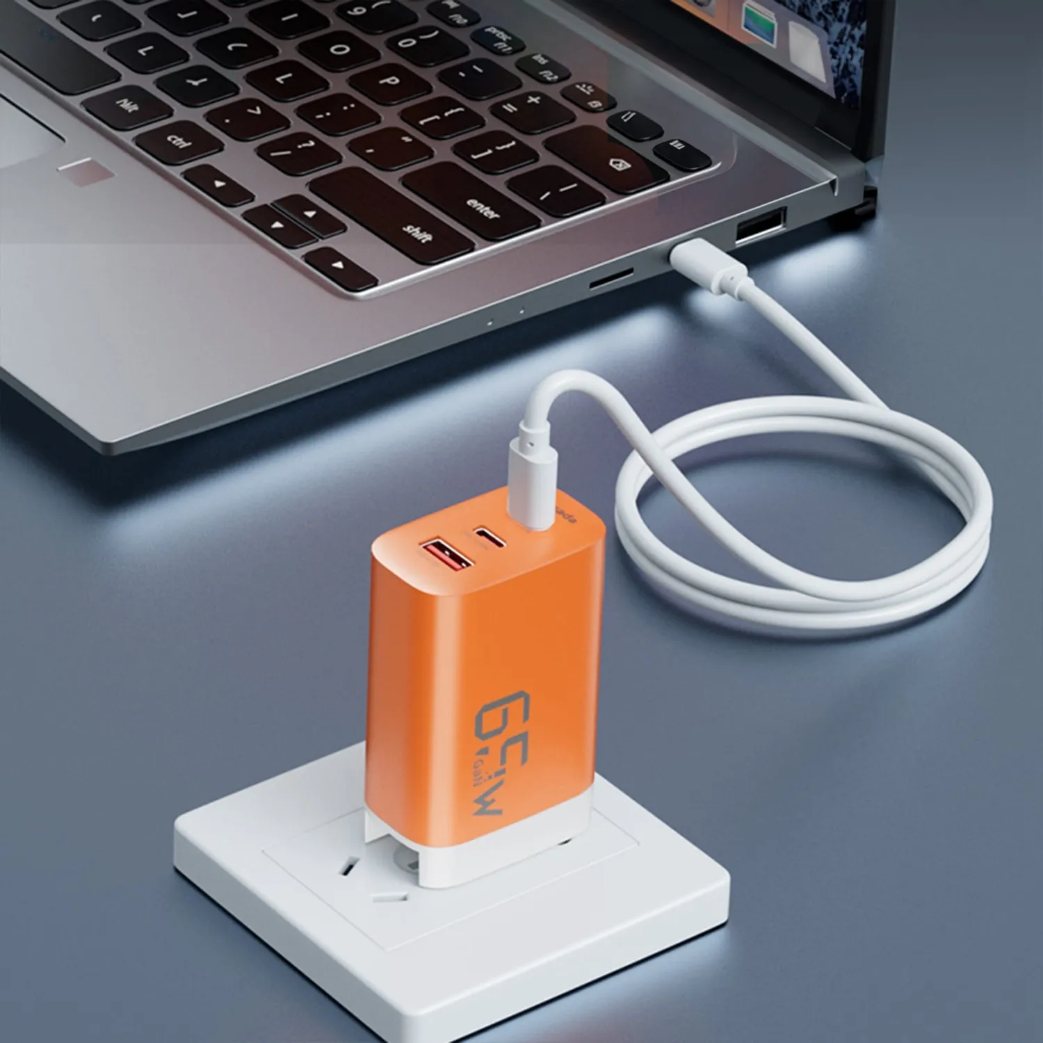 Timebox 65W 3 Porturi incarcator retea portocaliu