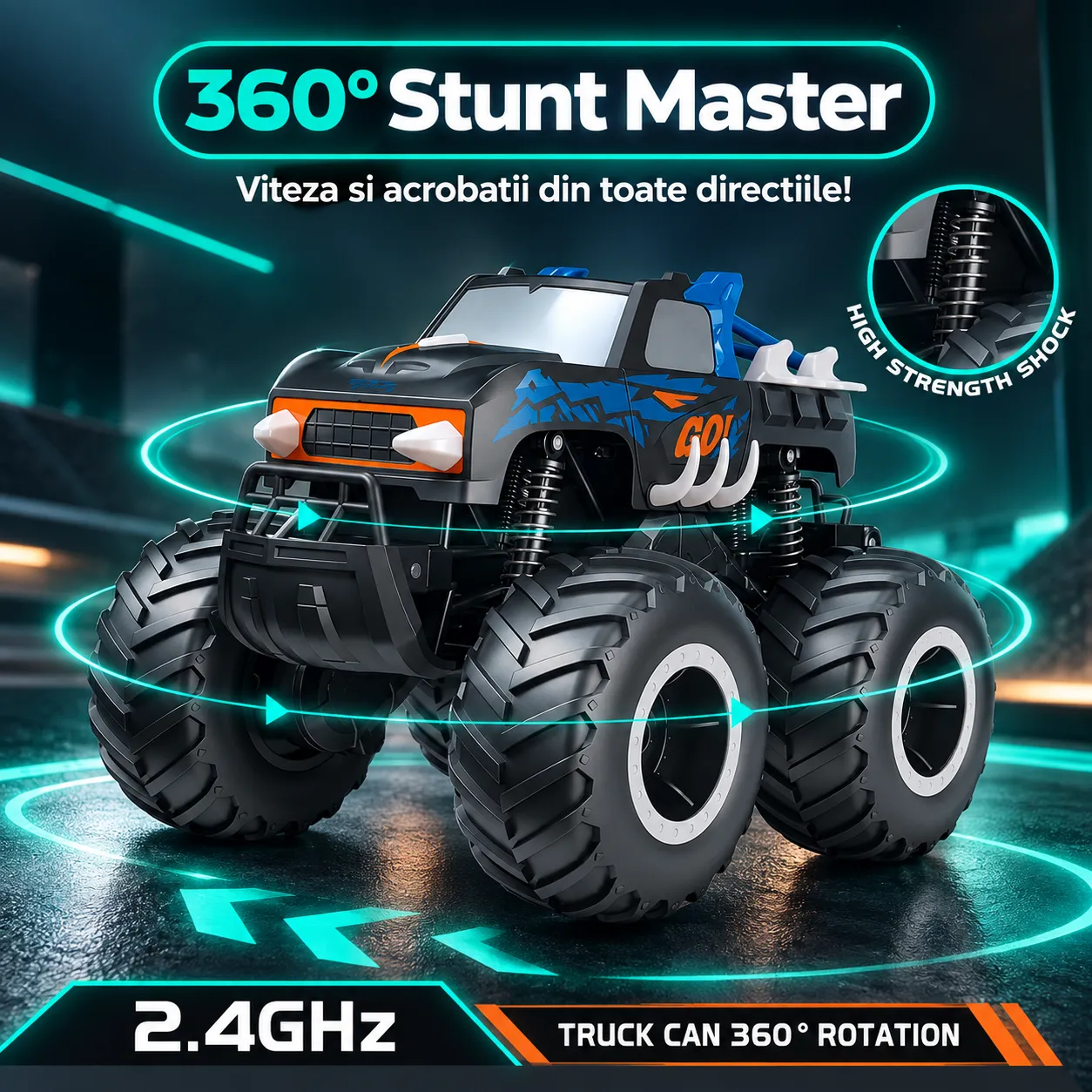 Timebox 1:16 masinuta RC 4x4 Monster Truck negru-albastru