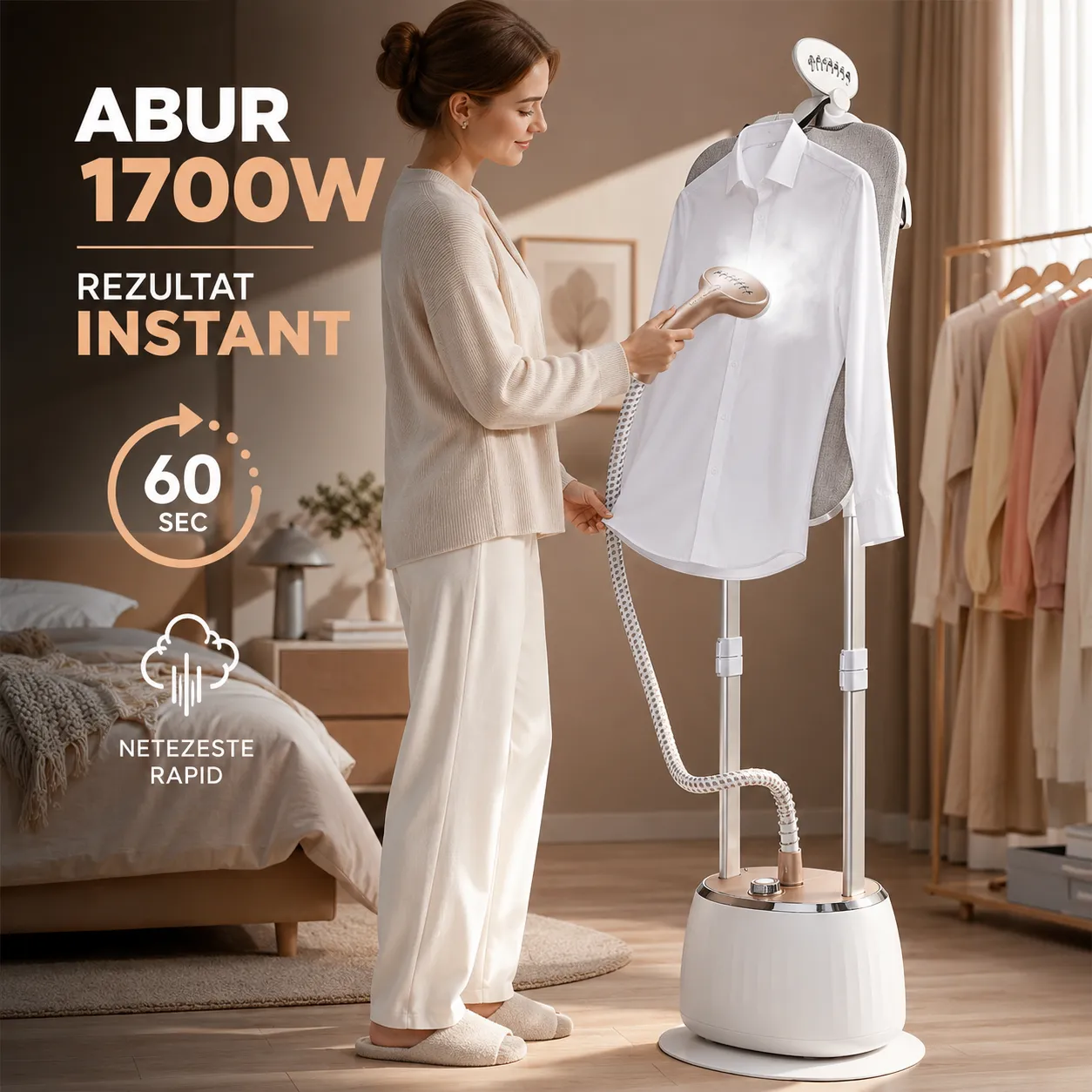 Timebox Steamer Vertical 1700W 1,6L alb 10 niveluri